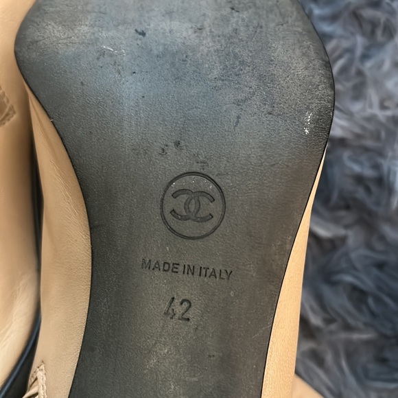 Chanel booties size 42. 3 inch heel almost new two-tone, beige, and black